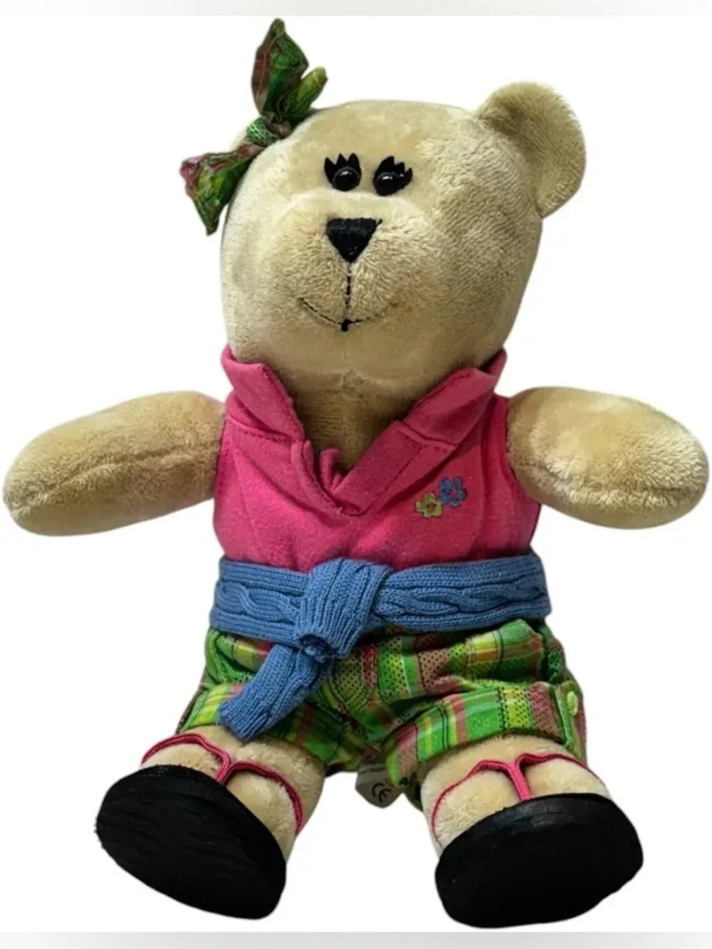 Starbucks Barista preppy Bear in Pink Shirt and Green Shorts sweater 2007 62th